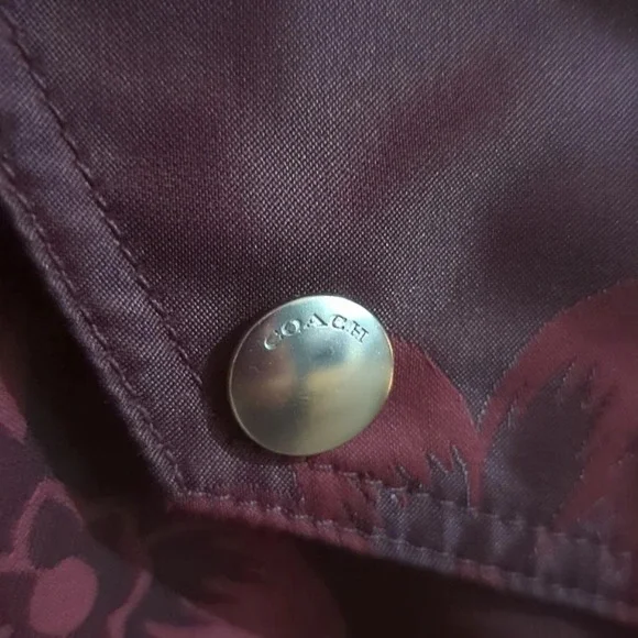 New Coach jacquard floral print leather trim parka Rain jacket size small - Picture 6 of 14